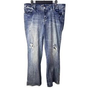 Seven Flare Jeans Women's Size 16 Sequin Fancy Pocket  Distressed Medium Wash